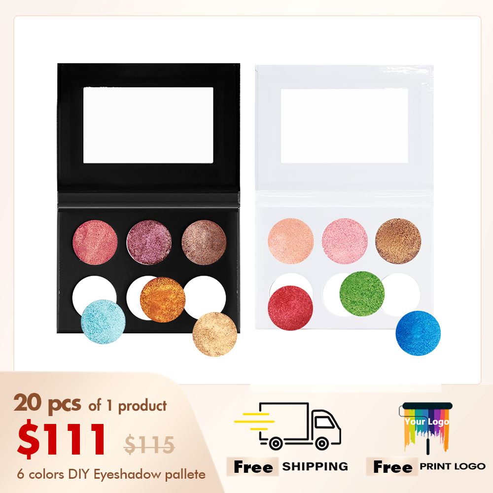 6 colores DIY su propia paleta de sombras de ojos 6 colores DIY su propia paleta de sombras de ojos【20 piezas envío gratis y logotipo de impresión gratis】
