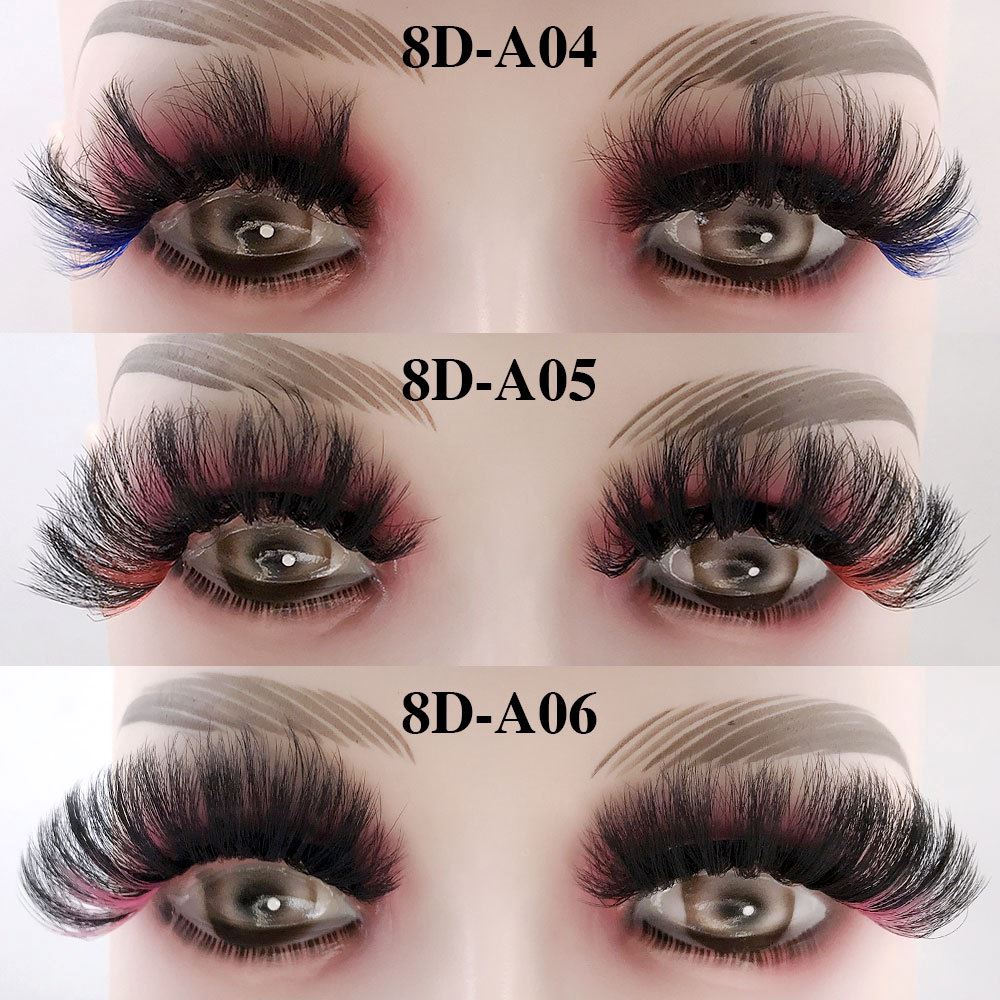 8D Eye End Colorful Fried Hair Thick Exaggerated False Eyelashes