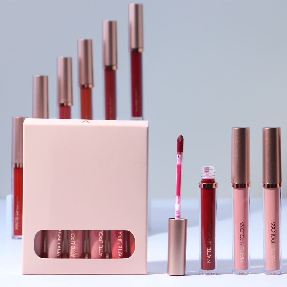 Nude Pink matte lip gloss Set (6PCS)