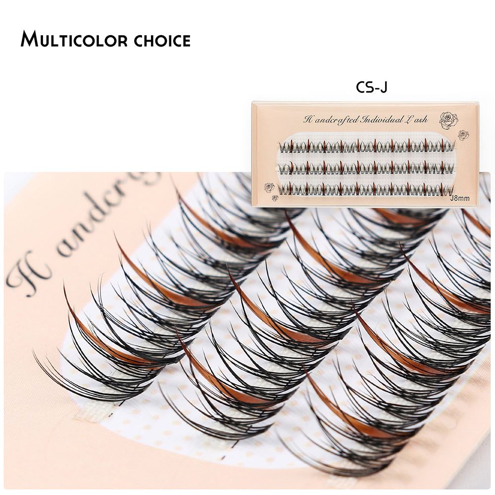 Single Cluster Natural Thick Color Sandwich False Eyelashes