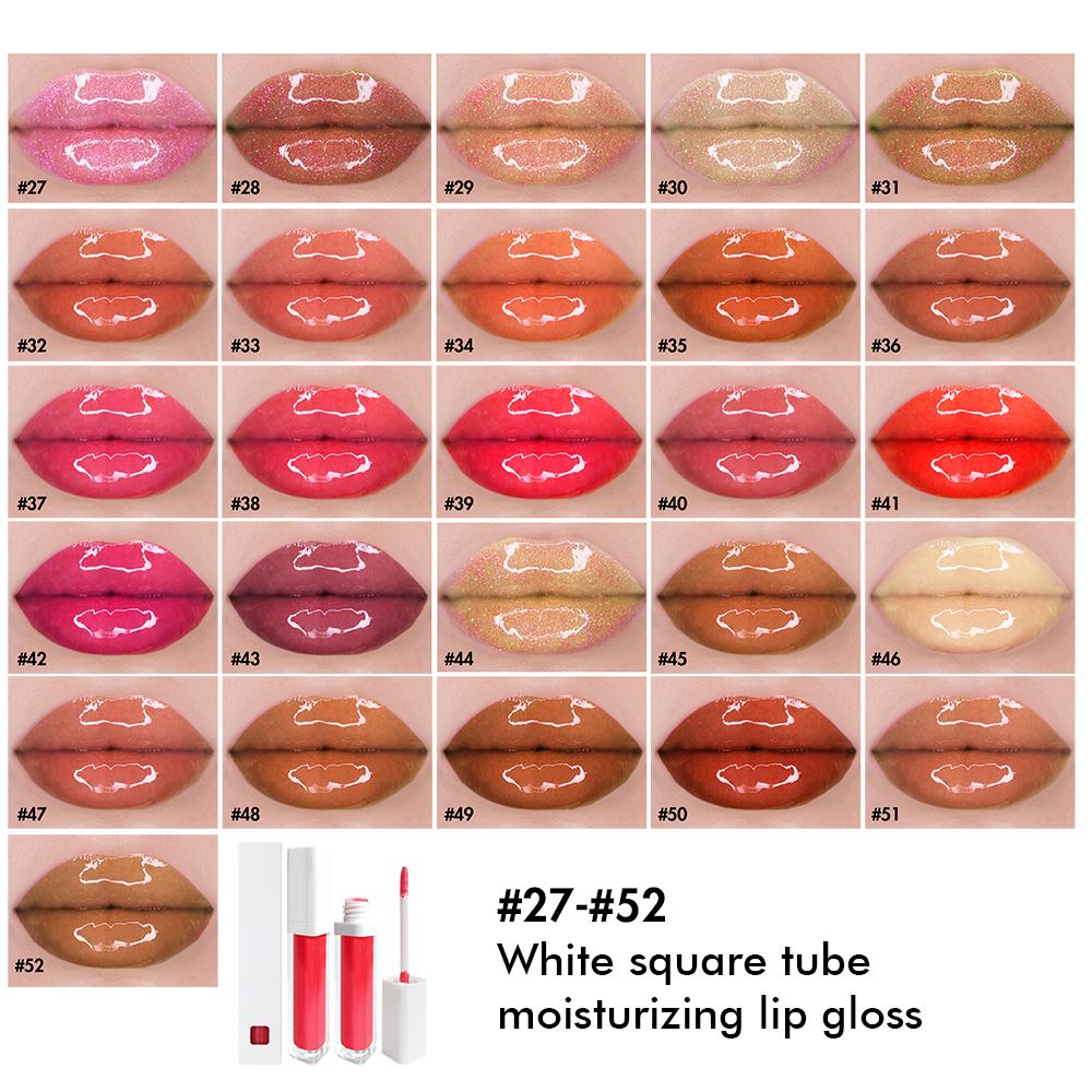 52 colors white square tube moisturizing lip gloss(#1-#26)