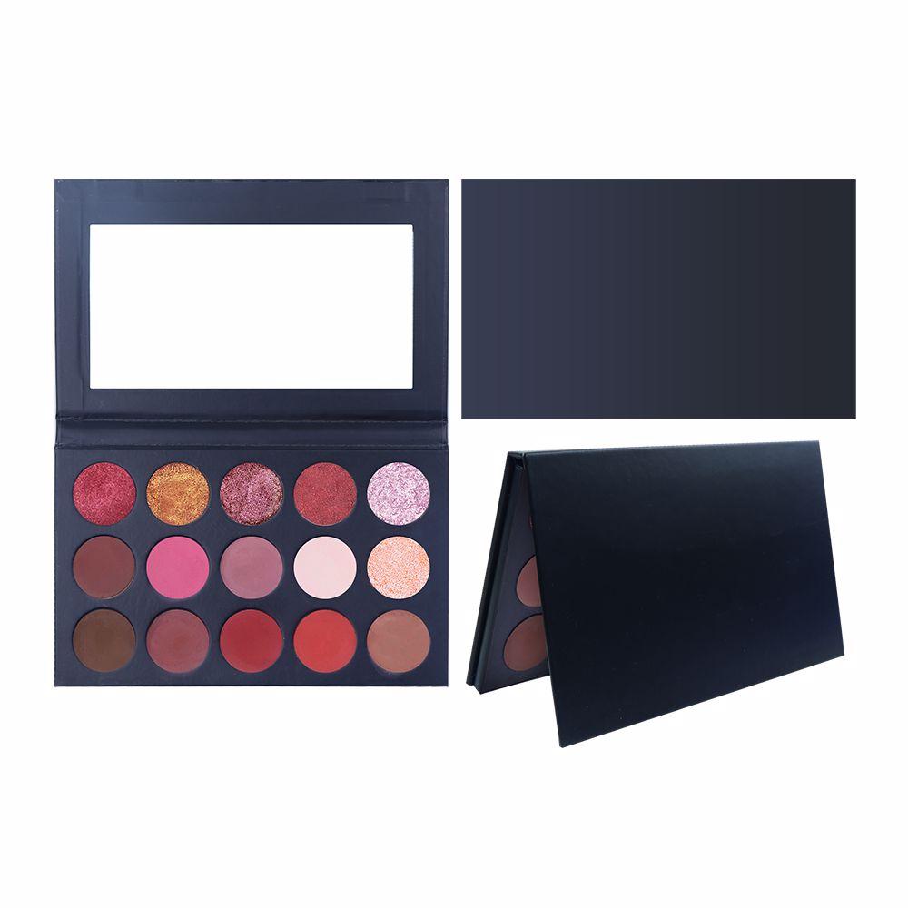 Paleta de sombras de ojos de 15 colores, negro, marrón rojizo