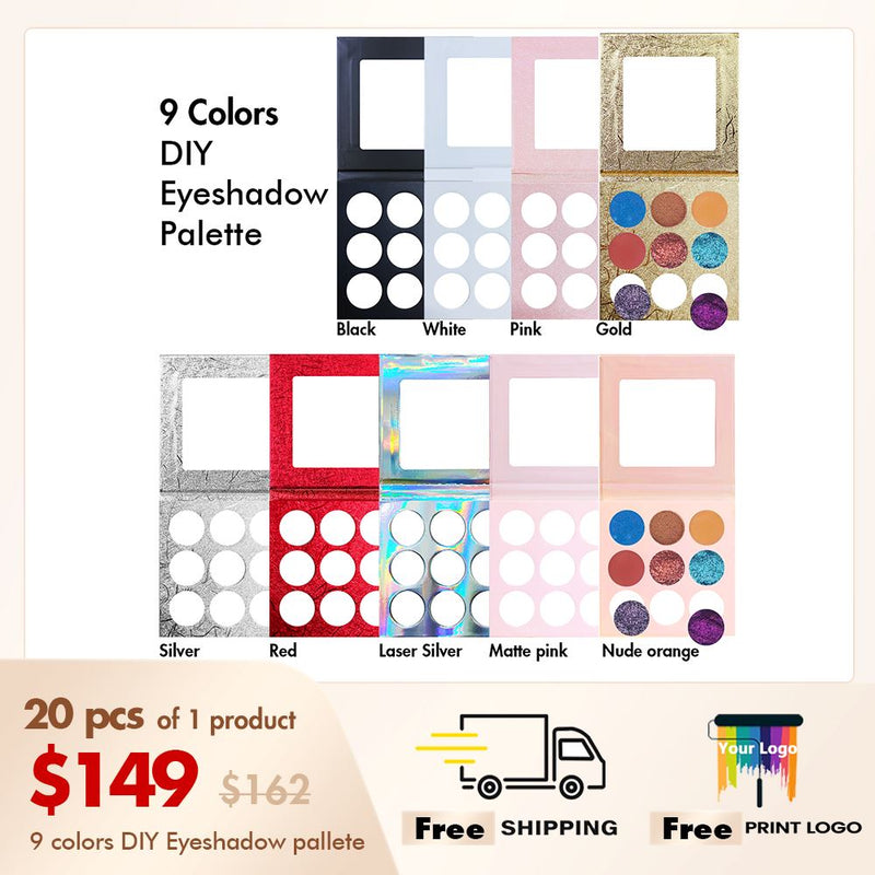 Paleta de sombras de ojos personalizada de 9 colores【20PCS Envío gratis y logotipo de impresión gratis】