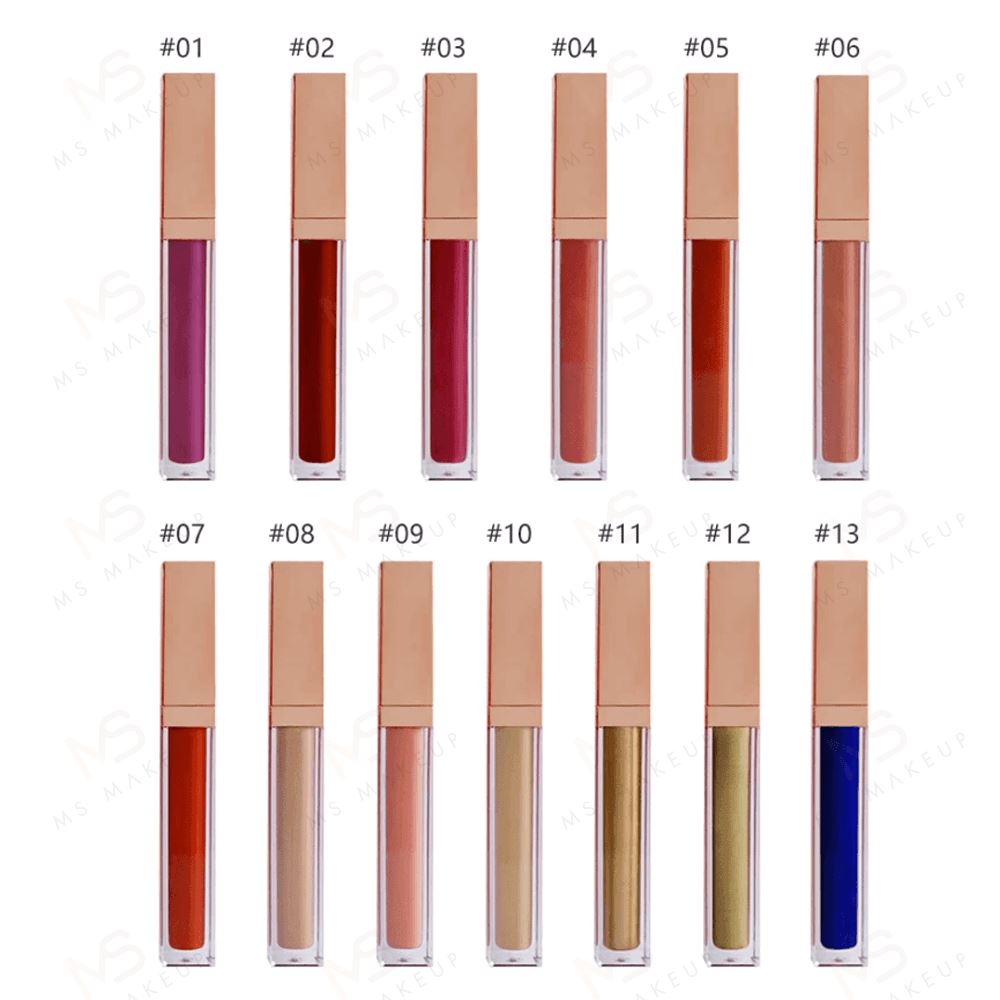 13 Colors Rose Gold Lid Square Tube Liquid Lipsticks - MSmakeupoem.com