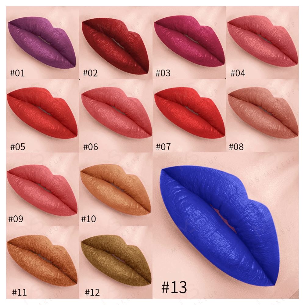 13 Colors Rose Gold Lid Square Tube Liquid Lipsticks - MSmakeupoem.com