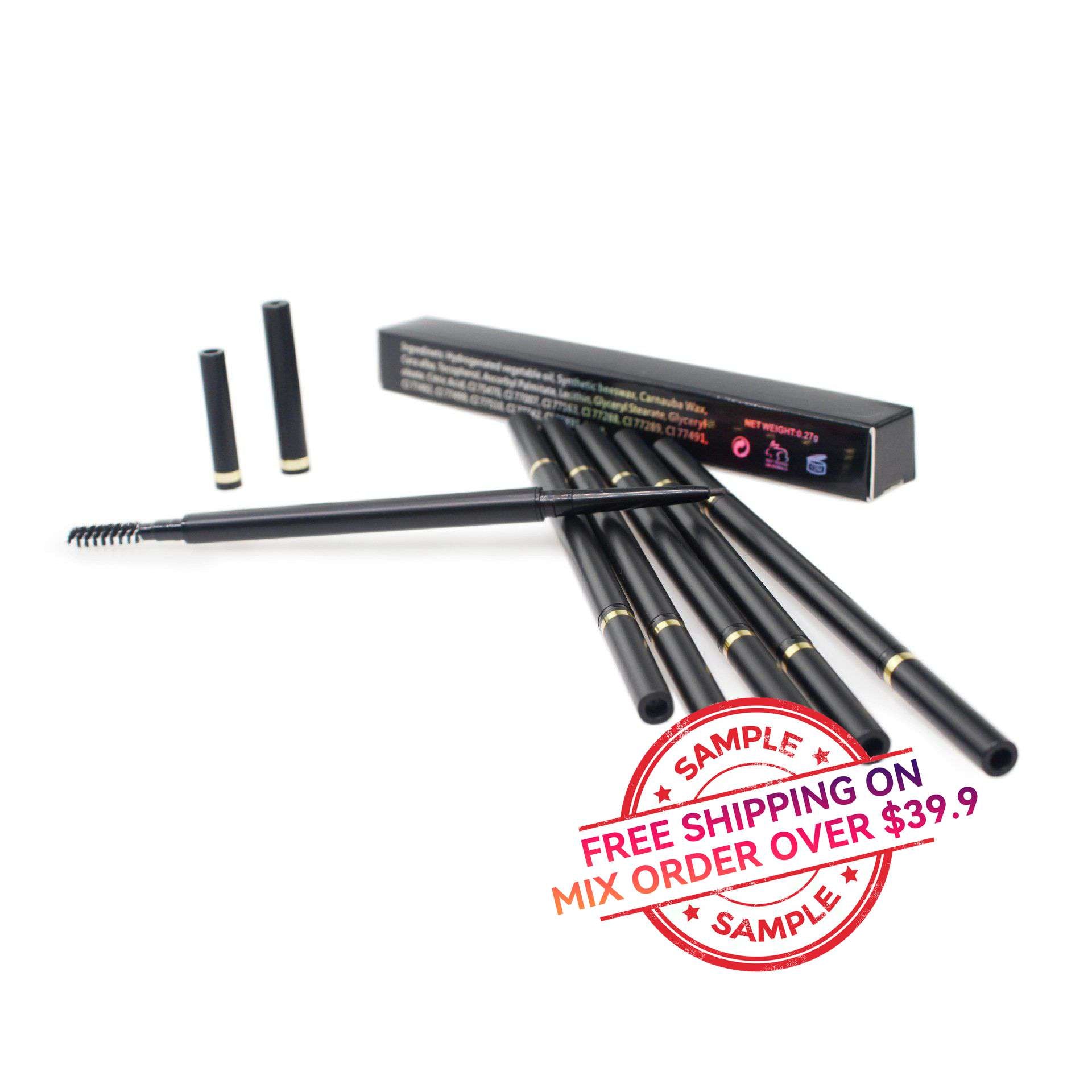 【SAMPLE】6 Colors  Black Tube Eyebrow Pencil -【Free Shipping On Mix Order Over $39.9】