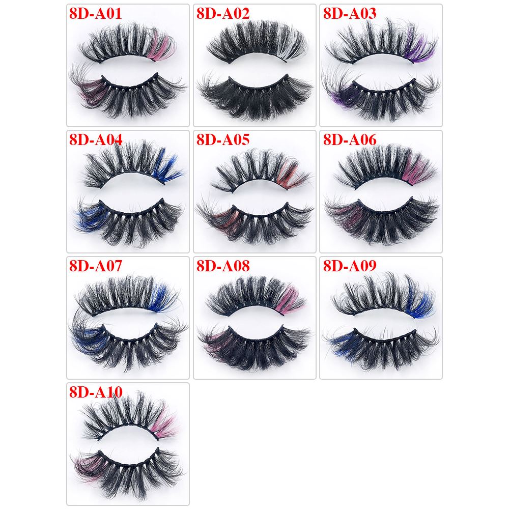 8D Eye End Colorful Fried Hair Thick Exaggerated False Eyelashes