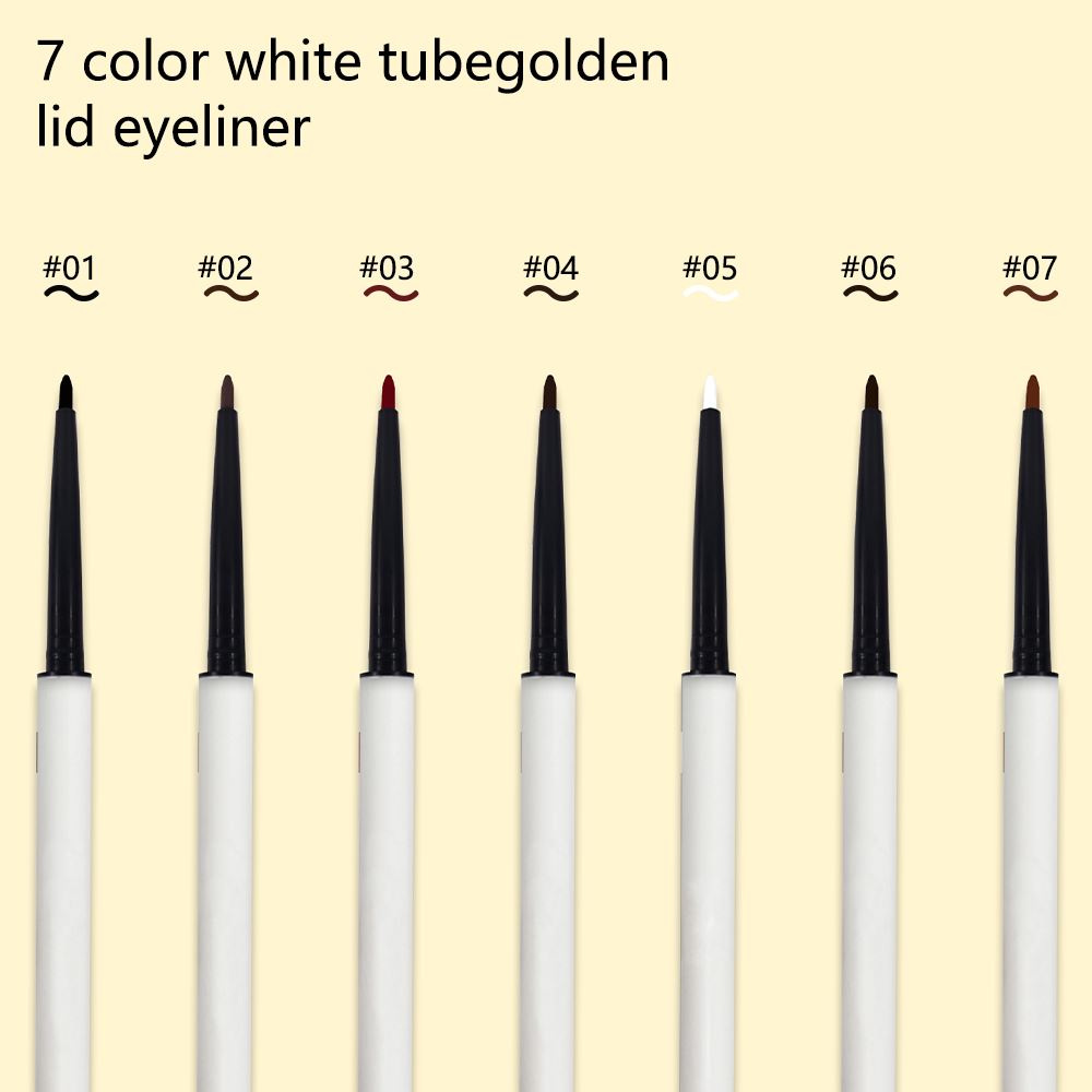 7 color white tube golden lid eyeliner