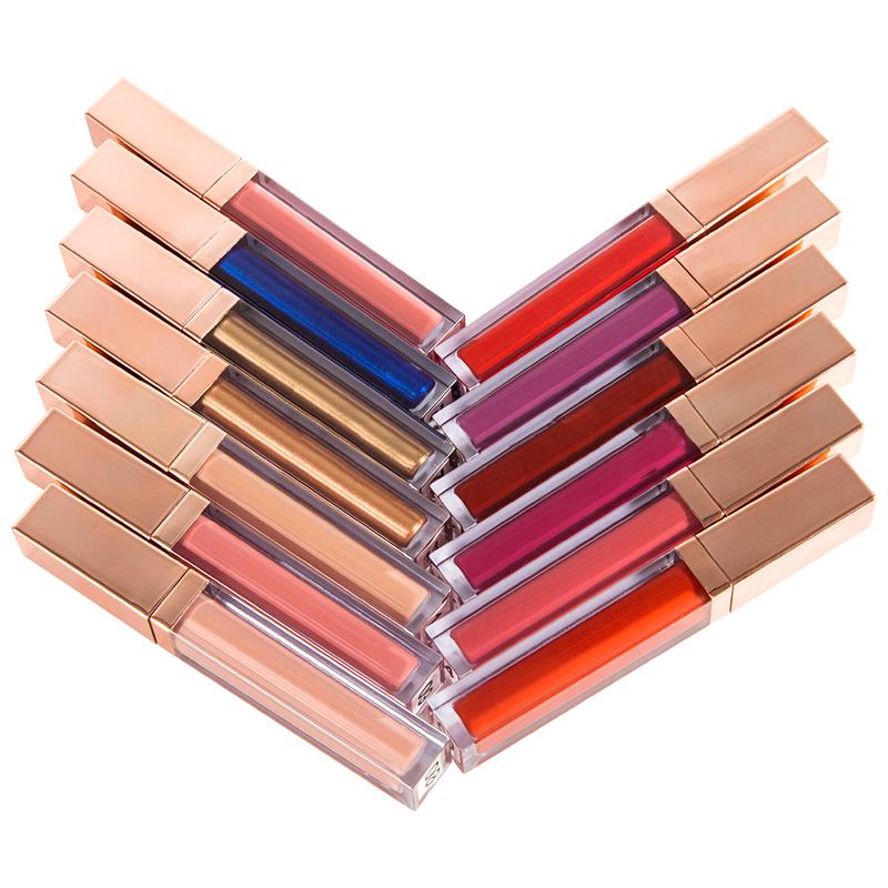 13 Colors Rose Gold Lid Square Tube Liquid Lipsticks - MSmakeupoem.com