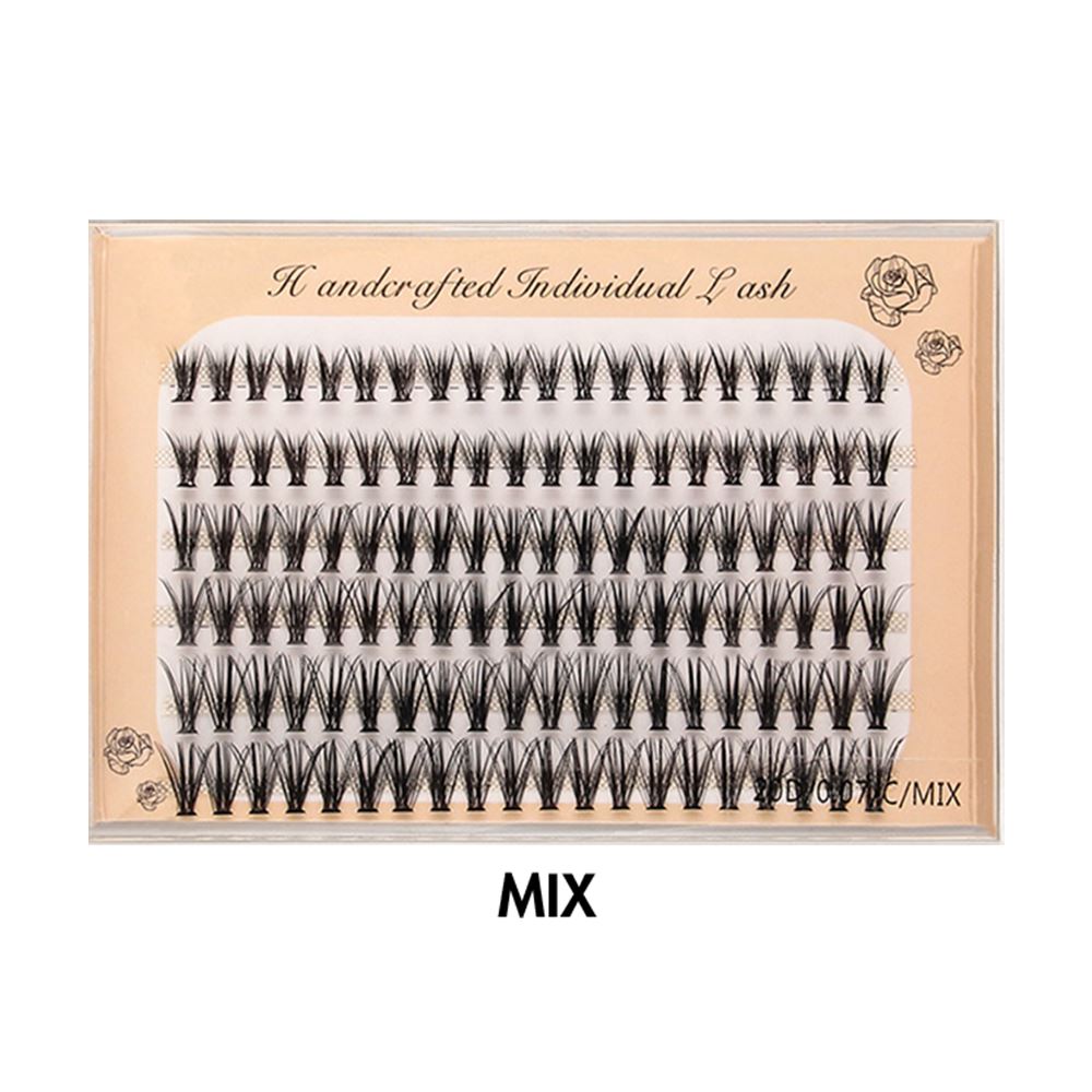 20D Six rows of mixed natural thick artificial single cluster false eyelashes