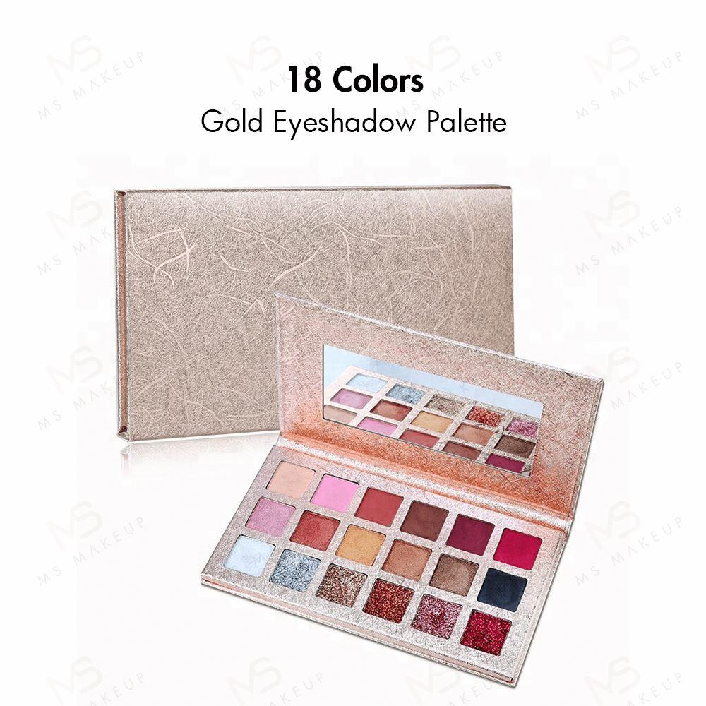 【Free Shipping】18 Colors Gold Eyeshadow Palette(50pcs package)