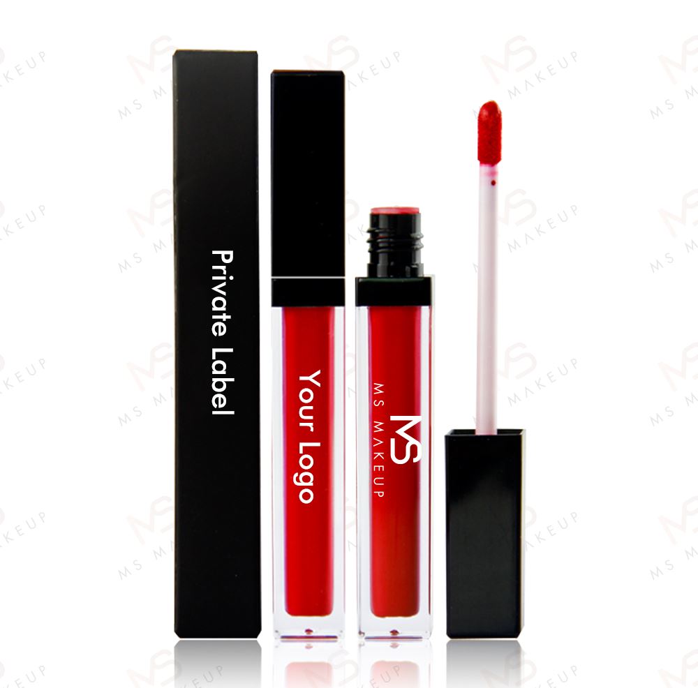 Barras de labios líquidas de tubo cuadrado con tapa negra de 43 colores (color # 01- # 33)