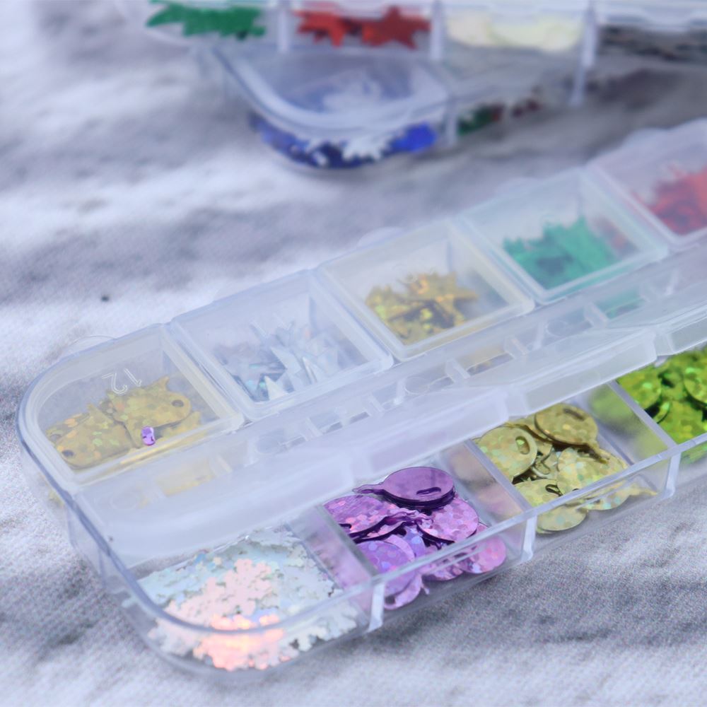 Schneeflocke Weihnachtsmann Baum Nail Art Ornament Glitter Diamant