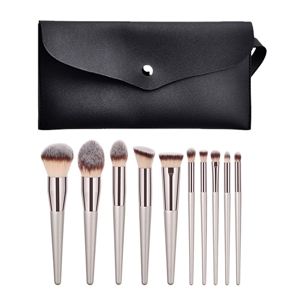 Single Color 10pcs Champagne Gold Makeup Brushes