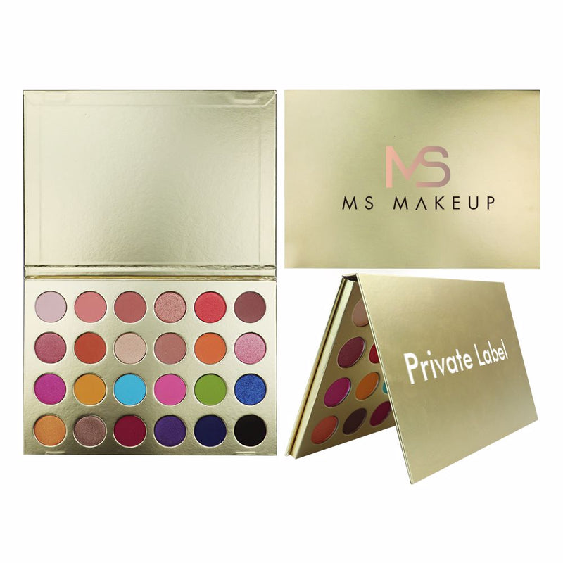 24 Colors Gold Eyeshadow Palette Custom Logo / High-pigment Eyeshadow Pan - MSmakeupoem.com