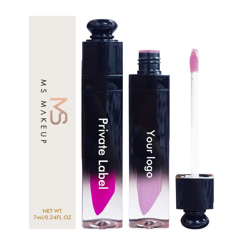 Barra de labios líquida de tubo degradado negro mate antiadherente de 39 colores (# 01-# 30)
