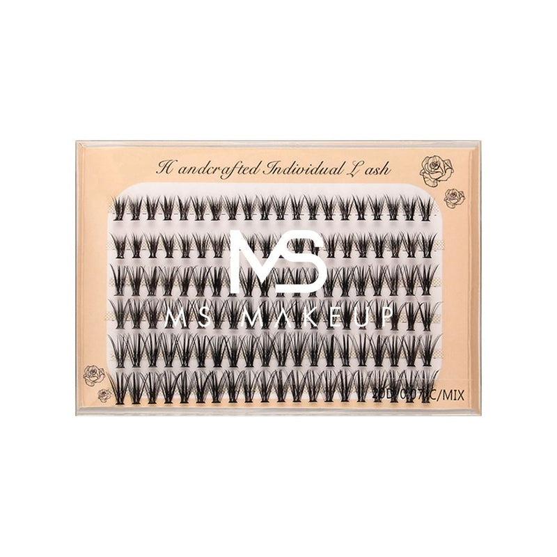 20D Six rows of mixed natural thick artificial single cluster false eyelashes