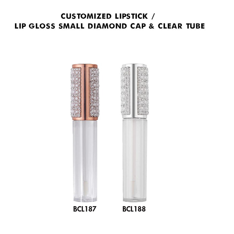 Pintalabios personalizado / Brillo de labios Casquillo de diamante pequeño y tubo transparente