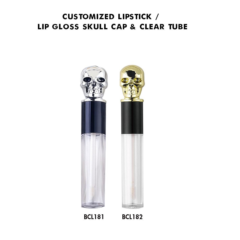 Customized Lipstick / Lip Gloss Skull Cap & Clear Tube