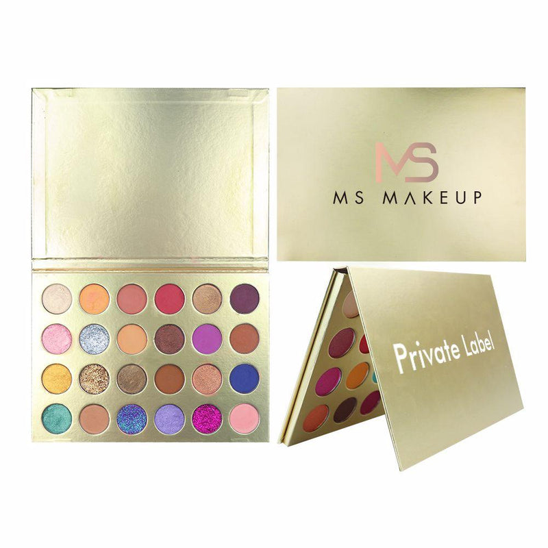 Paleta de sombras de ojos de alto pigmento dorado de 24 colores