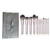 12 pcs Grape Color Wooden Handle Microcrystalline Fiber Hair Makeup Brushes(with bag)