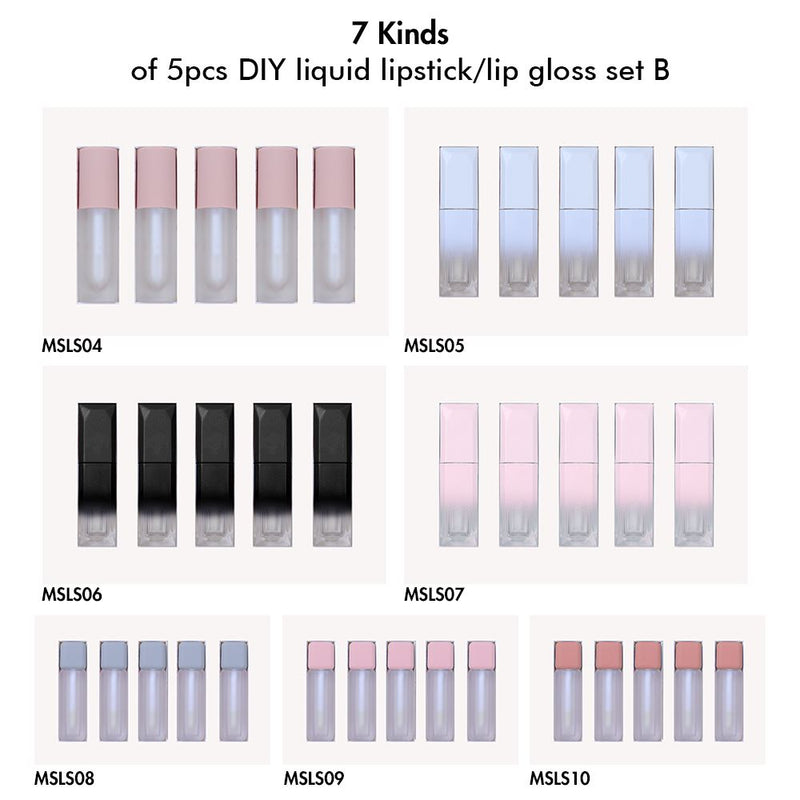 Juego de 5 uds de pintalabios líquido/brillo de labios Diy-B