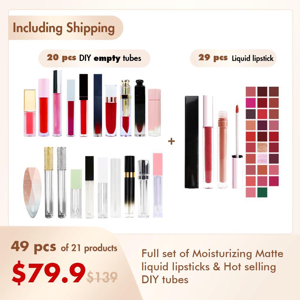 【Envío gratis】 Conjunto de muestra de 49 piezas Conjunto completo de lápices labiales líquidos mate hidratantes y tubos de bricolaje más vendidos