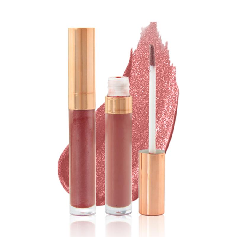 6 Colors Gold Lid Round Tube Nude Lip Glosses
