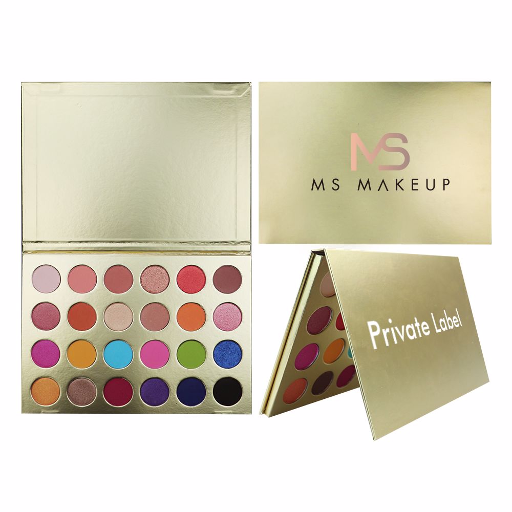 24 Colors Gold Eyeshadow Palette Custom Logo / High-pigment Eyeshadow Pan - MSmakeupoem.com