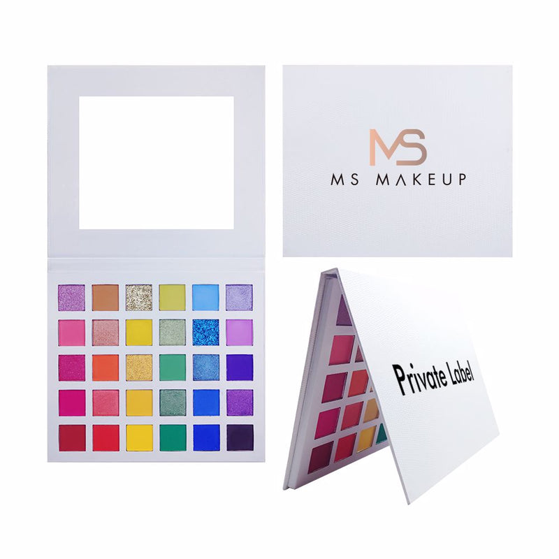 30 Colors Faux Leather Square hole White Eyeshadow Palette - MSmakeupoem.com