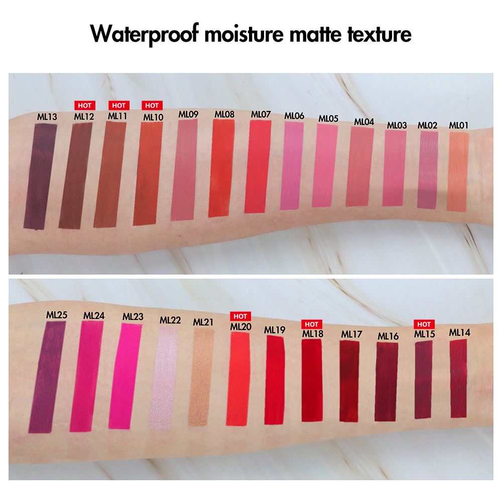25 Color Black Cover Large Brush Head Matte Liquid Lipstick