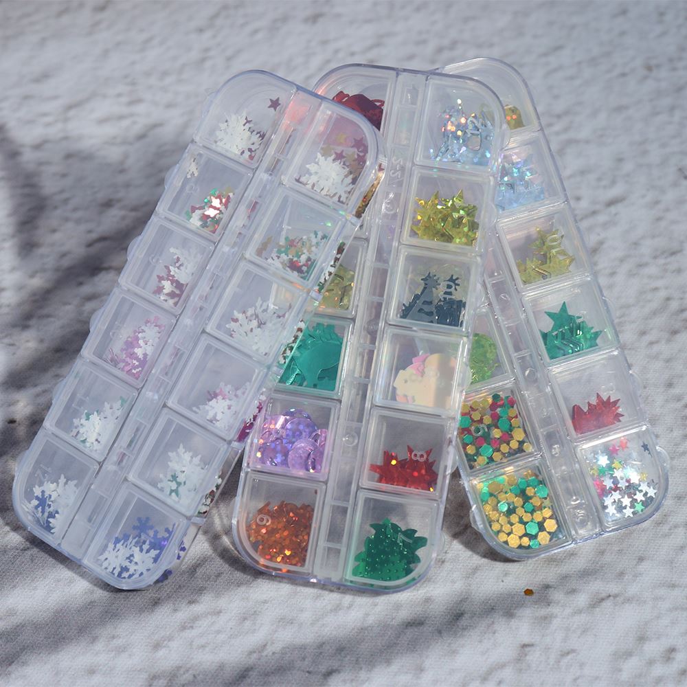 Schneeflocke Weihnachtsmann Baum Nail Art Ornament Glitter Diamant