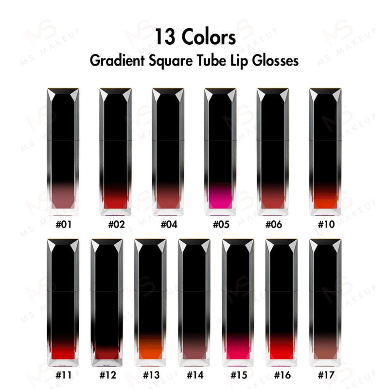 13 Colors Gradient Square Tube Lip Glosses - MSmakeupoem.com