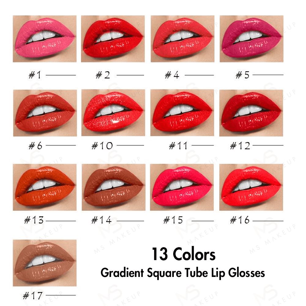13 Colors Gradient Square Tube Lip Glosses - MSmakeupoem.com