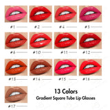 13 Colors Gradient Square Tube Lip Glosses - MSmakeupoem.com