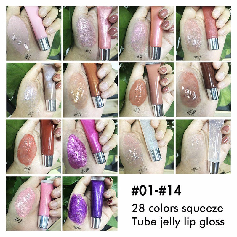 28 Colors Squeeze Tube Jelly Lip Gloss - MSmakeupoem.com