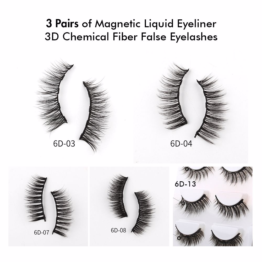 3 Pairs of Magnetic Liquid Eyeliner 3D Chemical Fiber False Eyelashes - MSmakeupoem.com