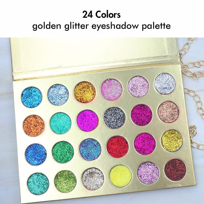Paleta de sombras de ojos con purpurina dorada de 24 colores