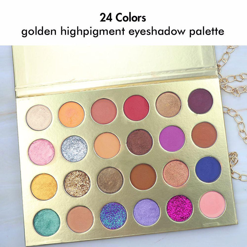 Paleta de sombras de ojos de alto pigmento dorado de 24 colores