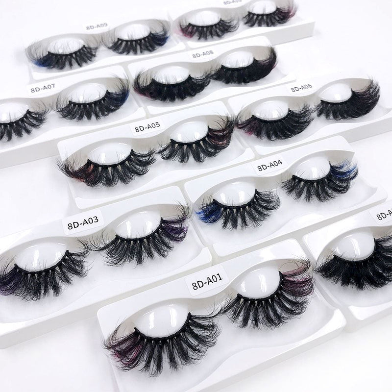 8D Eye End Colorful Fried Hair Thick Exaggerated False Eyelashes