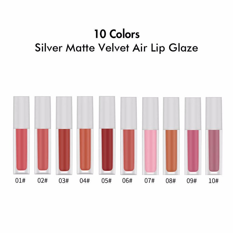 10 Colors Silver Matte Velvet Air Lip Glaze - MSmakeupoem.com