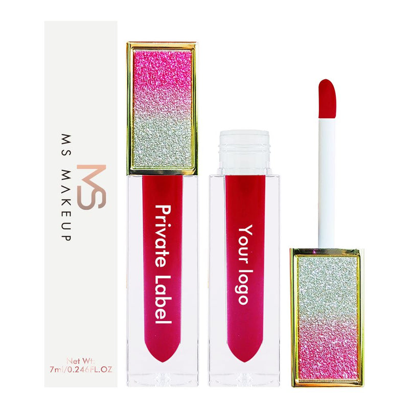 Lápiz labial líquido de tubo cuadrado degradado con brillo mate antiadherente de 39 colores (# 01-# 30)