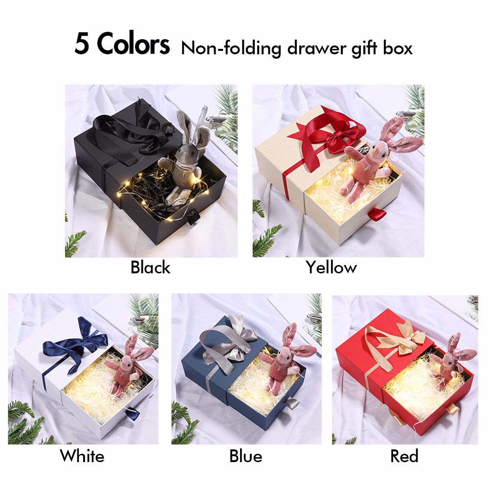 Non-folding White Gift Box with Bow & Boxes for Birthday Party