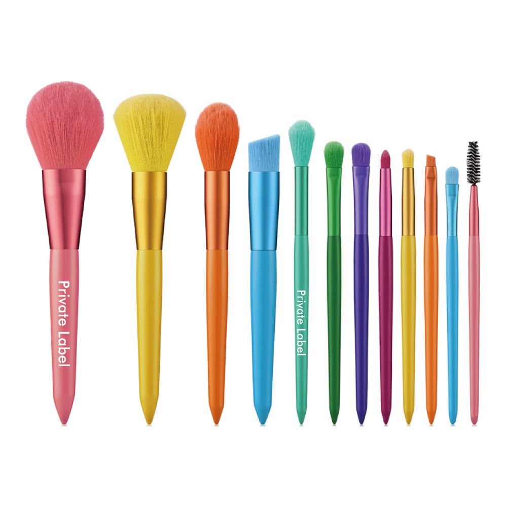 10 brochas de maquillaje con mango de diamante transparente con bolsa