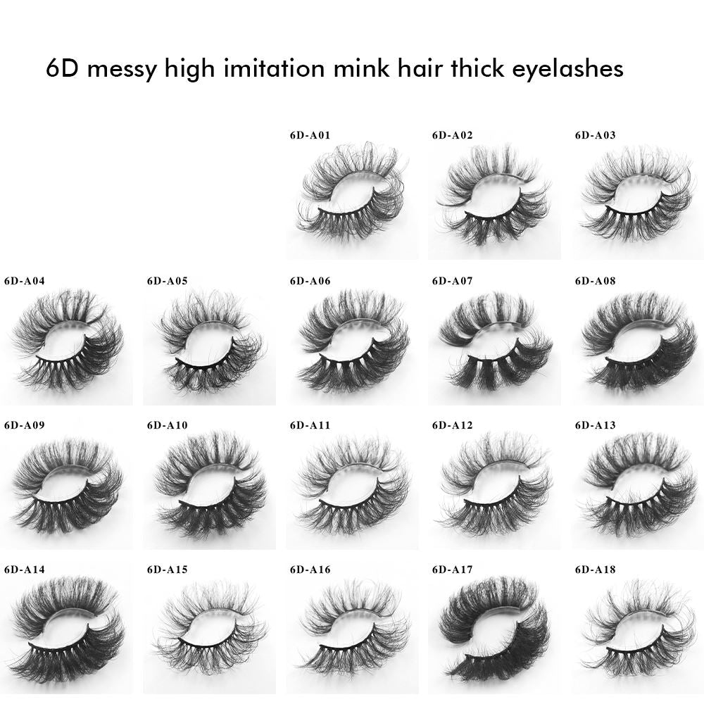 6D messy high imitation mink hair thick eyelashes