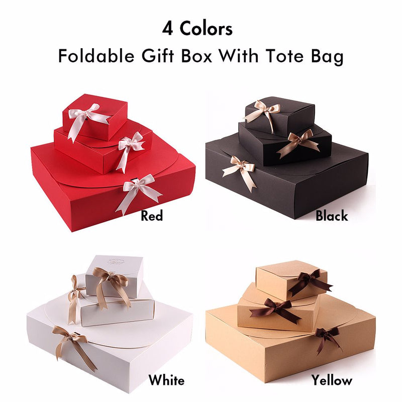Caja de regalo plegable de 4 colores con bolsa de mano (mediana)
