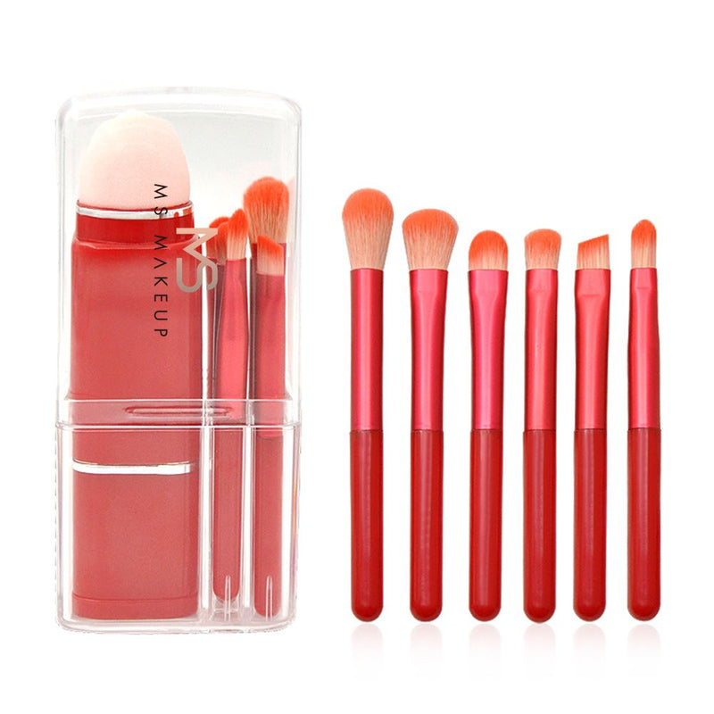 8pcs makeup brushes in a transparent box(Include: Retractable loose powder puff sponge egg eye brush )