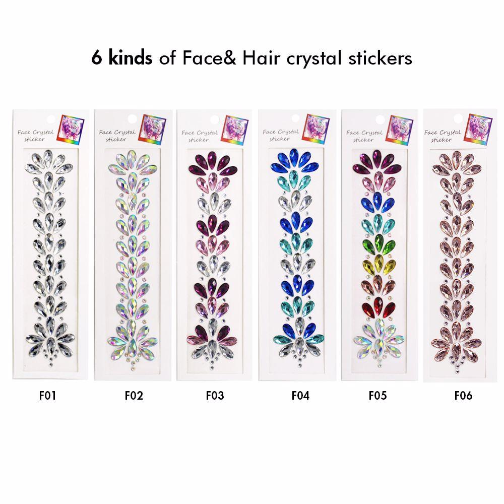 6 Kinds of Face & Hair Crystal Stickers