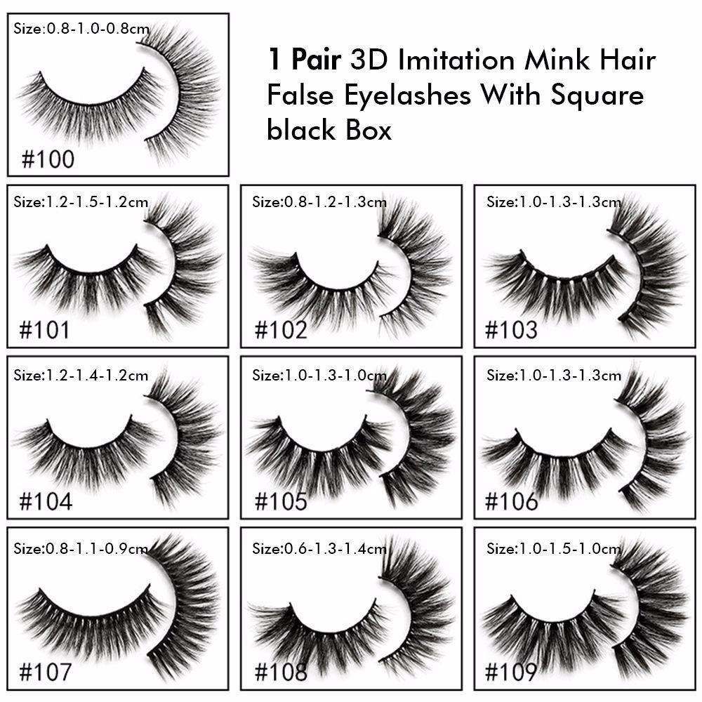 1 Pair 3d Imitation Mink Hair False Eyelashes with Square Black Box - MSmakeupoem.com