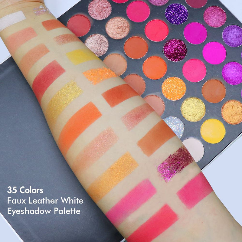 35 Colors Faux Leather White Eyeshadow Palette - MSmakeupoem.com